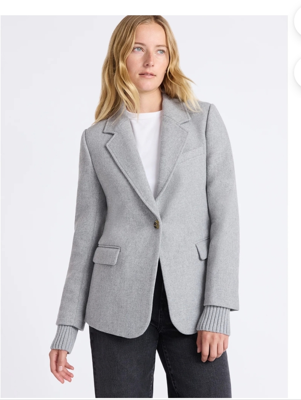 Free Assembly Women's Plus Single Breasted Blazer with Ribbed Sweater Cuffs